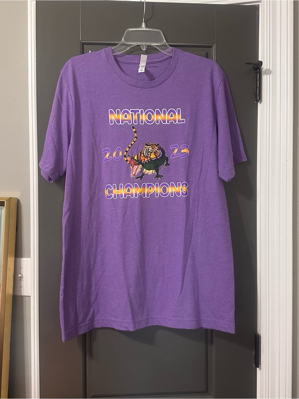 Purple "National Champions 2023" Graphic  LSU